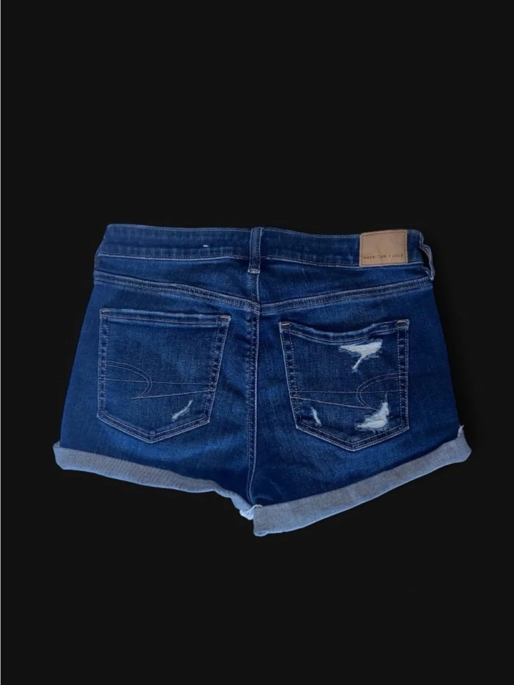 American Eagle AE Dark Blue Ripped Distressed Next Level Denim Short Shorts